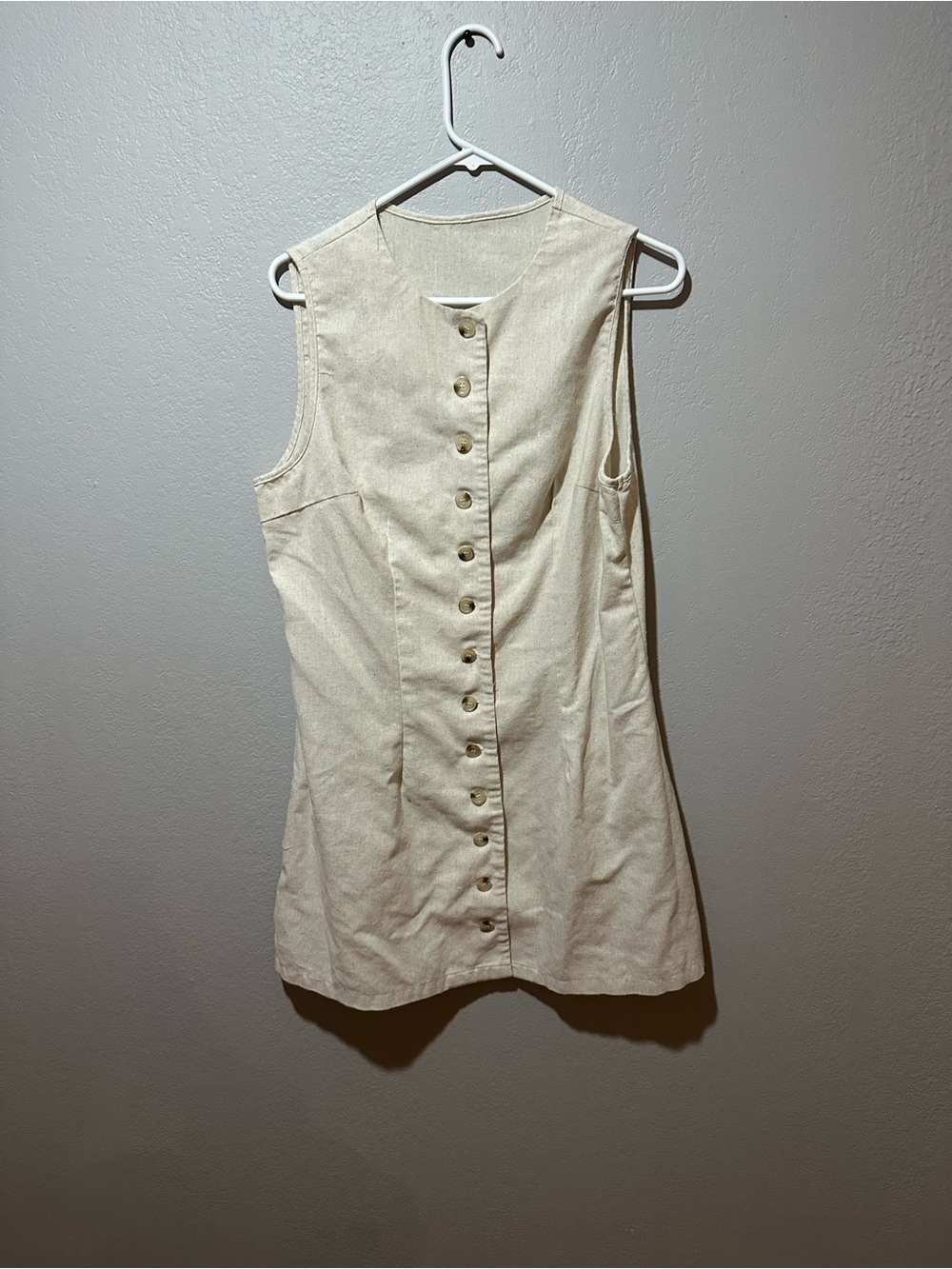 Sleeveless Button-Front Cream Dress Top